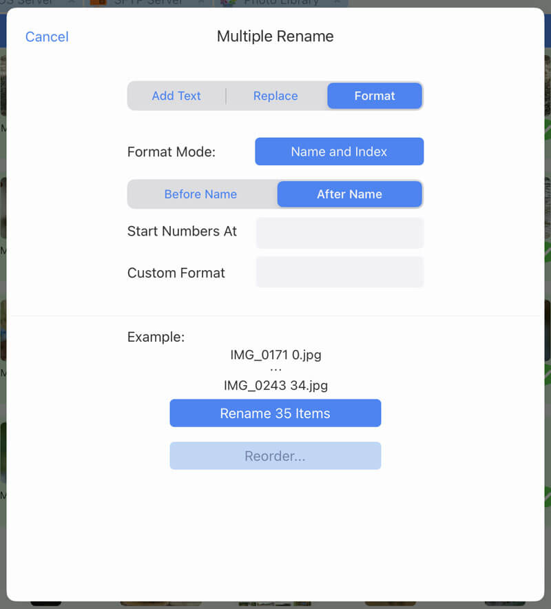 how to add an index to files in bulk