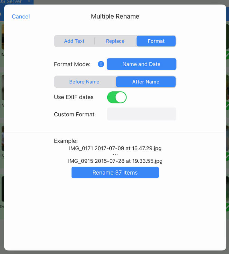 bulk rename with custom dates