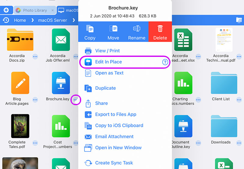 Browse and edit Keynote documents from FileBrowser