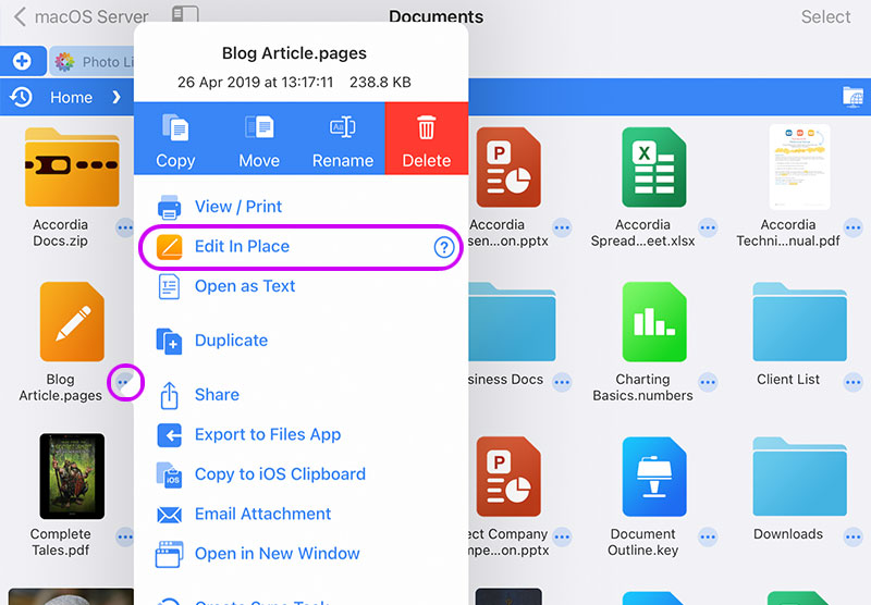 Browse and edit Pages documents from FileBrowser