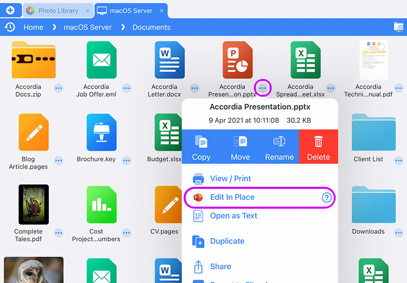 Browse and edit PowerPoint documents from FileBrowser