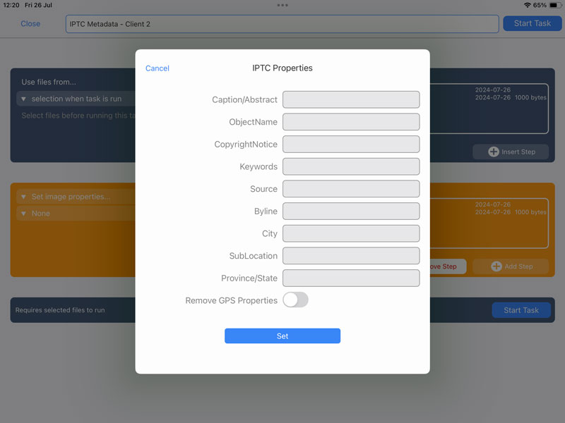 Edit IPTC properties on photos such as Copyright Notices, Keywords or location data