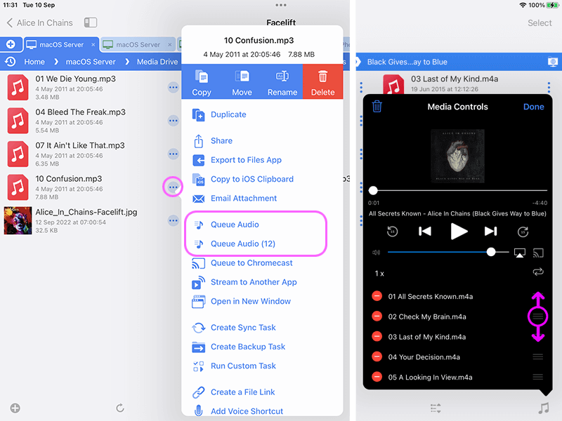 Queue music tracks