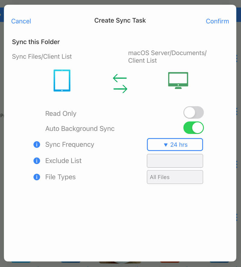 Create a Sync Task to sync documents to your iPad/iPhone
