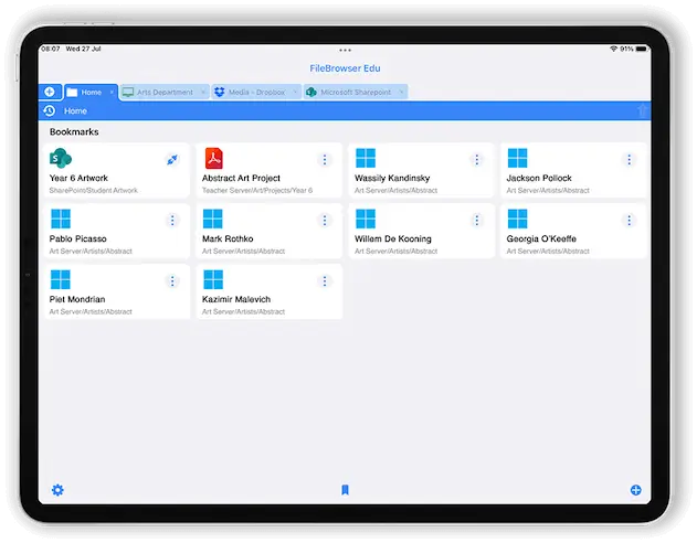 customize file access on iPad