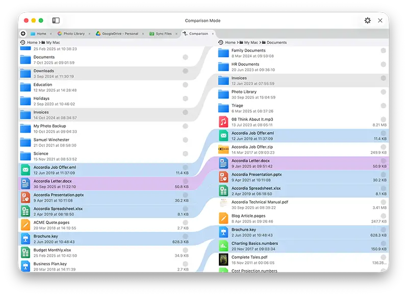 Compare files and folders on macOS