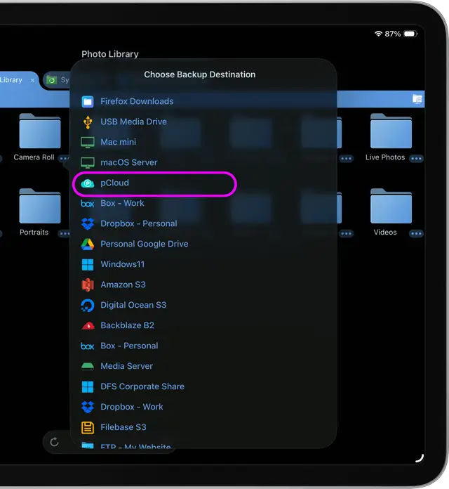 pCloud iPhone backup solution