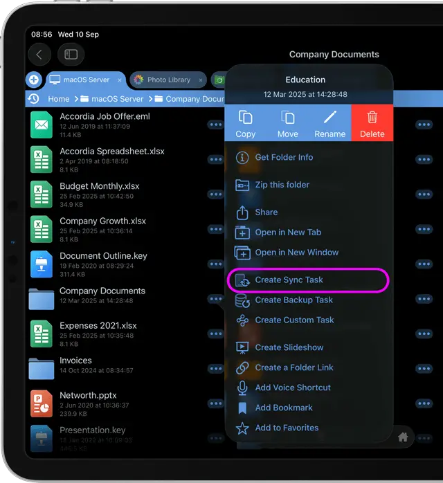 Sync documents to your iPad