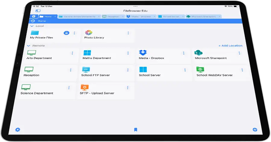 How to add a location using FileBrowser for Education