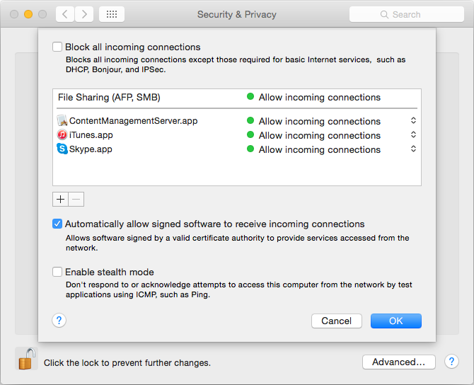 Configure your Firewall for MusicStreamer on Mac