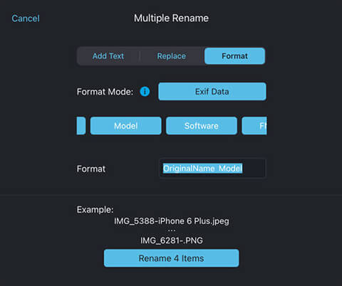 Rename files based on exif data with your iPad or iPhone