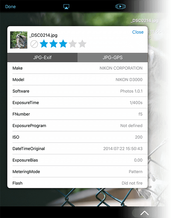 View your photo EXIF data on your iPad or iPhone