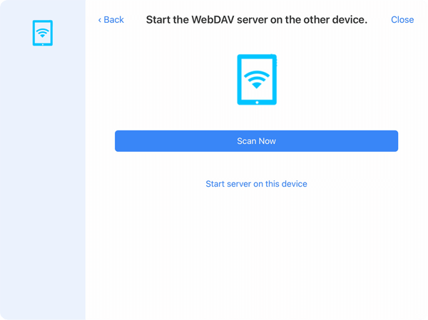 Setup a WebDAV server on your iPad or iPhone